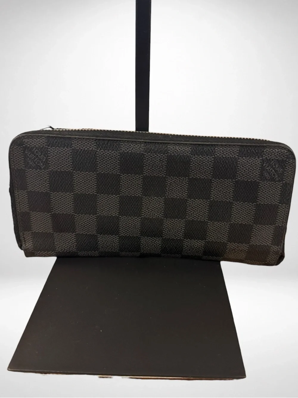 Louis Vuitton Damier Graphite Zip Around Long Wallet Black Gray Made in Spain